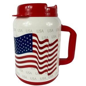 USA Whirley 64 oz. Patriotic Flag Red White Blue Insulated Travel Big Gulp Mug